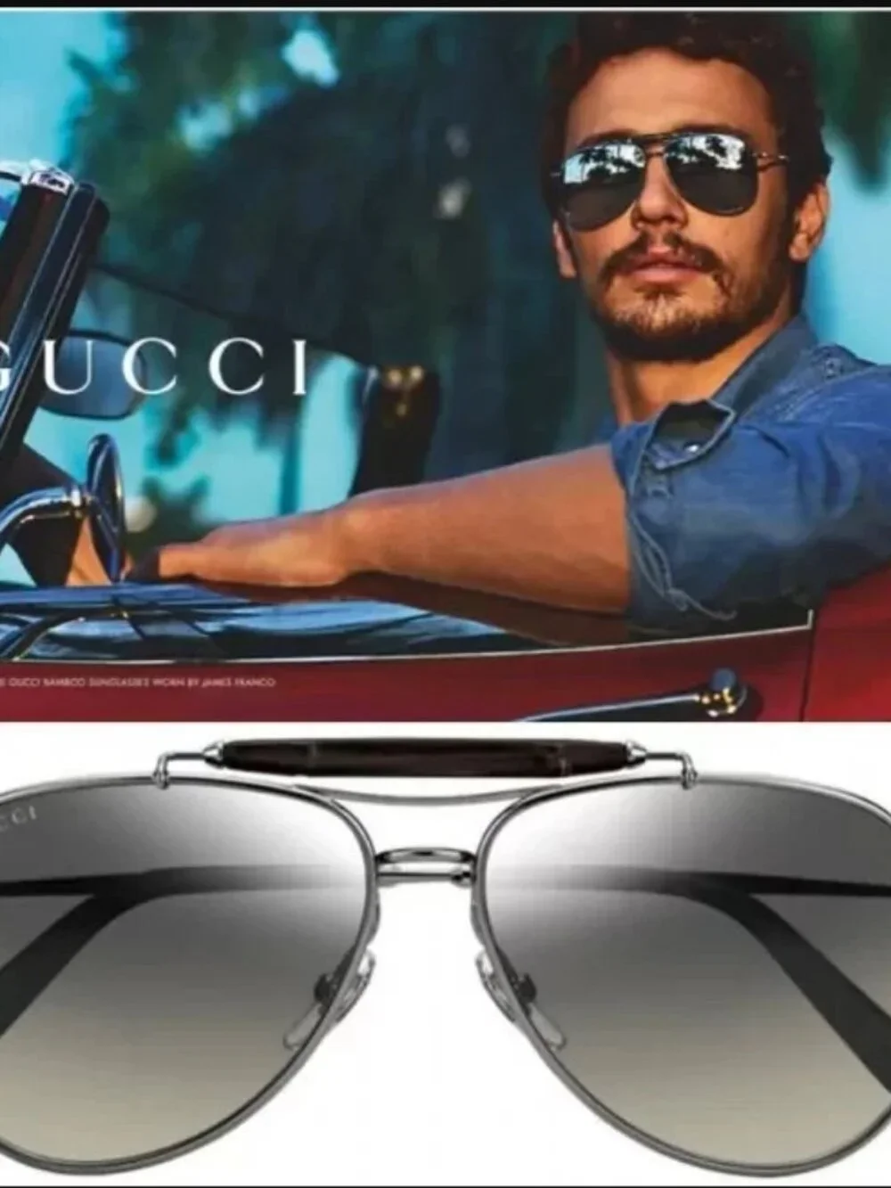 Gucci Silver Gradient Aviator Sunglasses